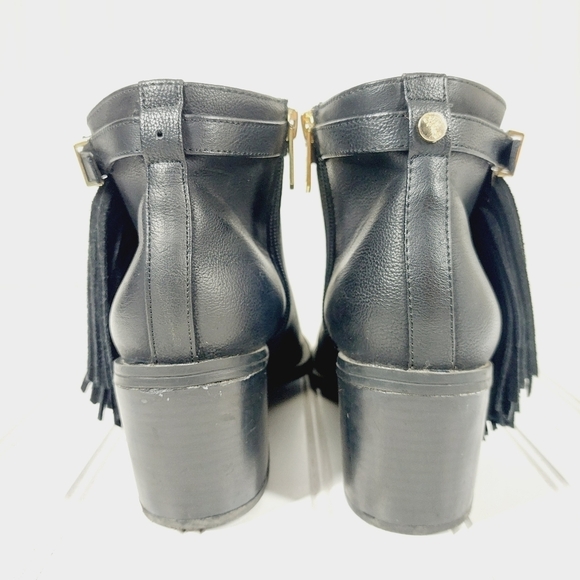 Circus by Sam Edelman Jolie Black Leather Tasseled Ankle Boots B228 - Picture 6 of 12